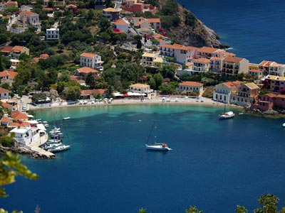 aerial view of the port of kefalonia